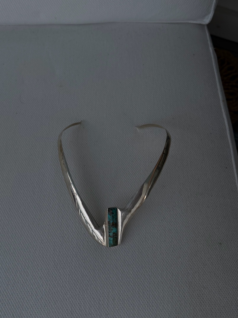 Vintage Sterling Silver Turquoise Collar Necklace - Blue